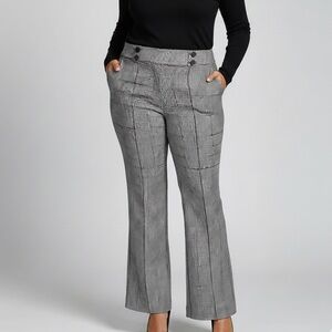 Studio By Torrid ALine Flare Grey Black Pink Houndstooth Print Trousers Size 24R